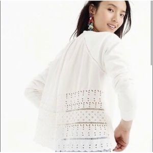 NWT White J Crew Large Eyelet Back Sweatshirt
